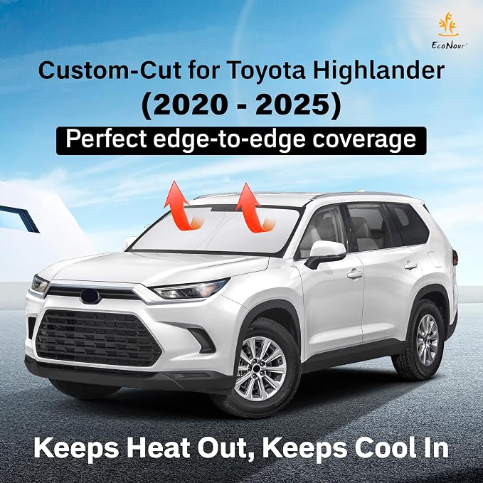 Econour Windshield Sun Shade for Toyota Highlander 2020-2025 Window Sun Visor - Image 2
