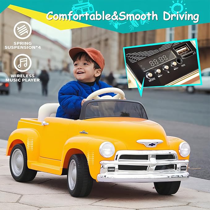Joywhale 12V Kids Ride on Car Licensed Chevrolet 3100 Pickup Battery Powered - Image 2