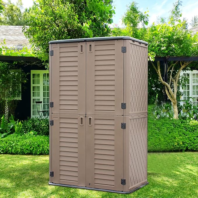 ADDOK Outdoor Storage Sheds Waterproof, Resin Outdoor Storage Cabinet Lockable - Image 7