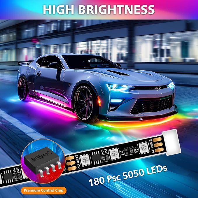 Underglow LED Lights for Cars 180 LEDs RGBI Neon Accent Strip Lights - Image 2