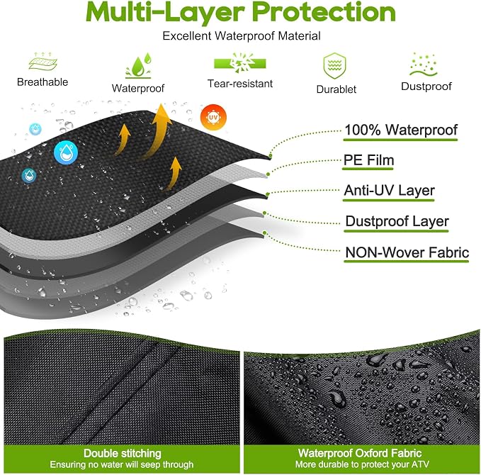 ATV Cover Waterproof Heavy Duty XXXL 102 Inches 300D Oxford Cloth Quad ATC 4 - Image 4