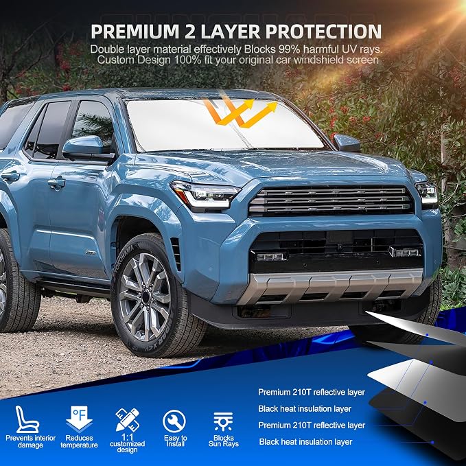 Windshield Sun Shade for Toyo-ta 4runner 2010-2025 4-Runner Foldable Sunshade - Image 3