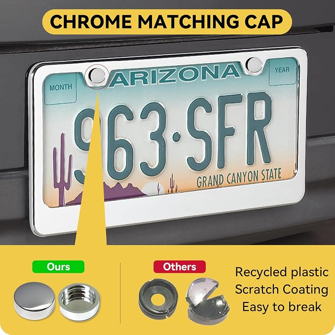 Mirror Polished Heavy Duty Stainless Steel License Plate Frame - Image 2