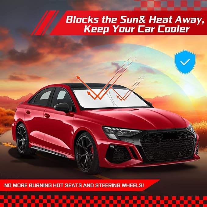 ARISMOTOR Windshield Sun Shade for Audi A3 2022-2025, Custom Fit Foldable Front - Image 7