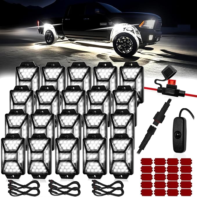 20 Pods Pure White LED Rock Lights Kit by AutoBuero