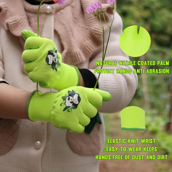 HANDLANDY 2 Pairs Kids Gardening Gloves, Toddler Children Garden Yard Work - Image 3