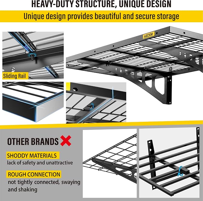 2x3ft 2Pack Wire Shelving Unit Heavy Duty Garage Storage Shelves Wall Mounted - Image 3