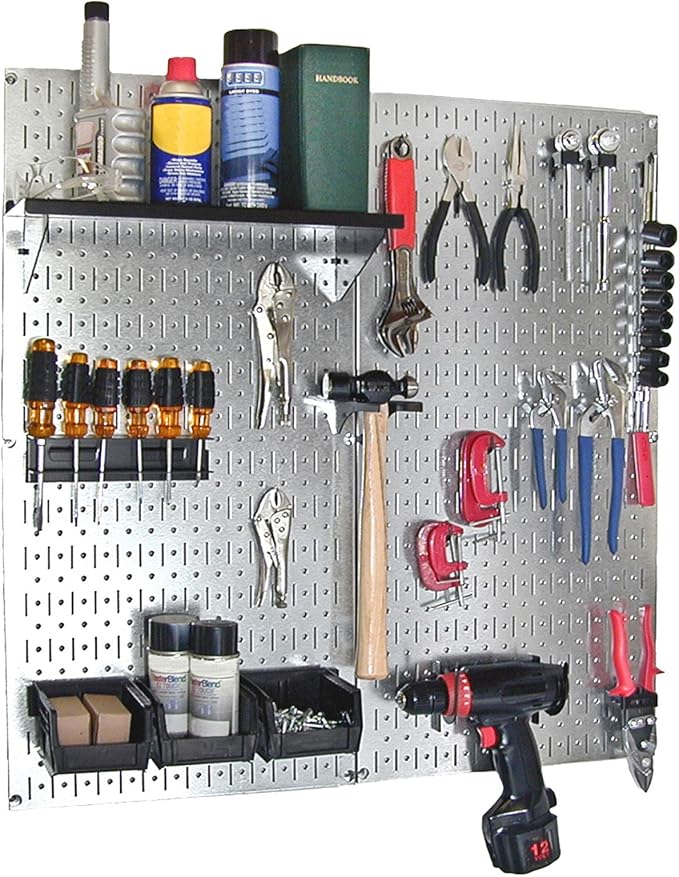 Wall Control 30-WGL-200GVB Galvanized Steel Pegboard Tool Organizer, Galv/Black by Wall+Control