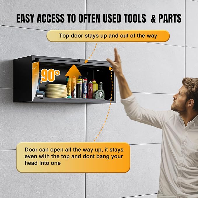 Small Wall-Mounted Locking Cabinet Metal Garage Storage Cabinet Hanging - Image 4