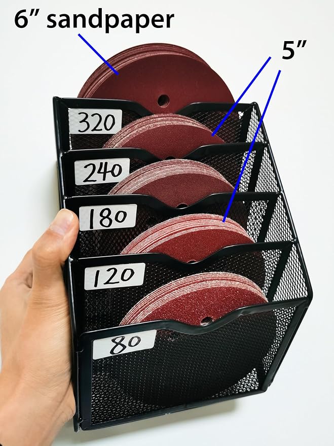 5-Tier Wall Mount All Metal Sandpaper Organizer, Hanging Sandpaper Storage Rack - Image 4