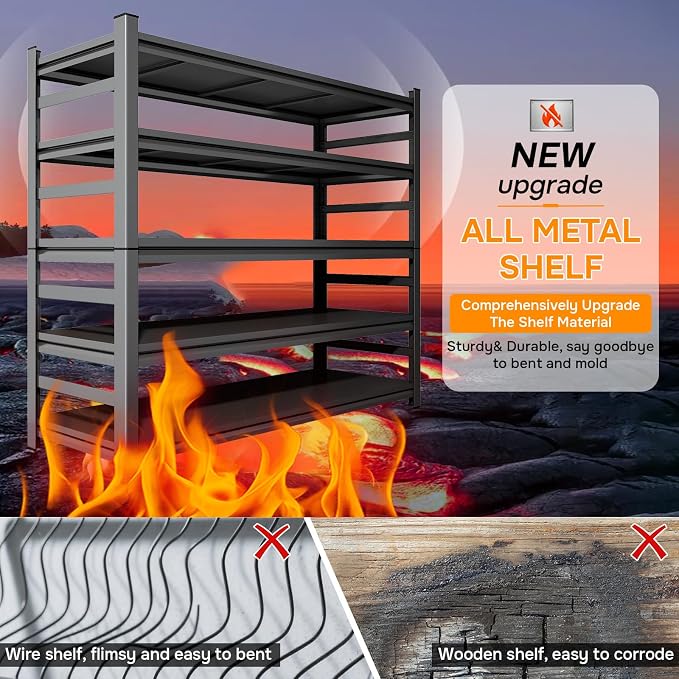 Metal Garage Shelving, 5 Tier Adjustable 3600 lbs Capacity Metal Storage - Image 6