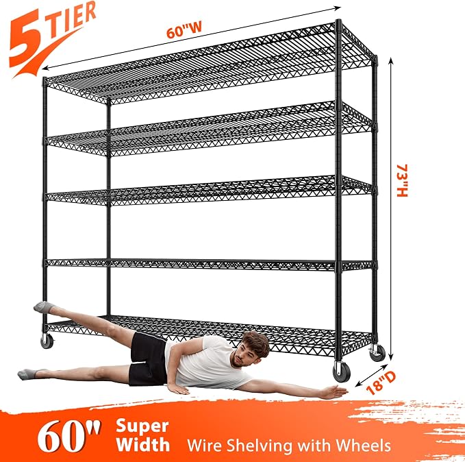 REIBII 73" H Storage Shelves Wire Shelving - Image 3