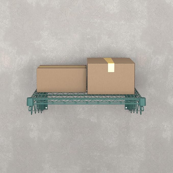 24" x 24" Green Epoxy Wire Wall Mount Shelf - Image 5