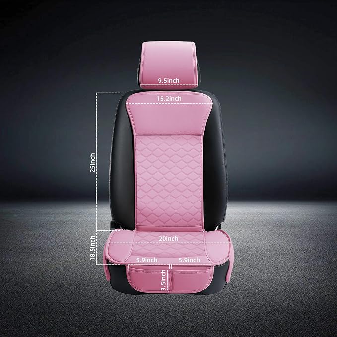 Elantrip 2 PCS Front Car Seat Covers Pink Leather Auto - Image 6