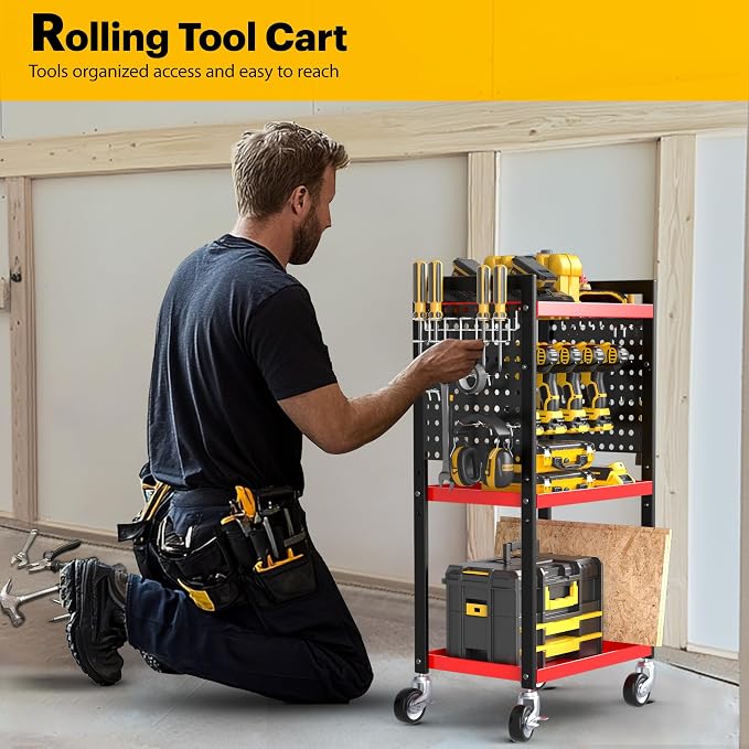 Power Tool Organizer Cart, Garage Tool Storage, Heavy Duty 4 Tier Floor - Image 5