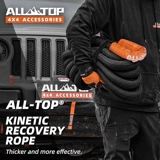 ALL-TOP Kinetic Recovery Rope Kit w/ 2 Soft Shackles, 1.5in x 30ft, Heavy Duty - Image 6