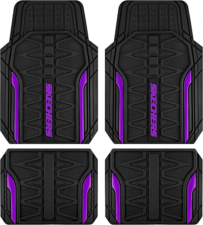 Skechers Car Floor Mats, Heavy Duty Rubber Car Mats Full Set, All Weather Floor by Skechers