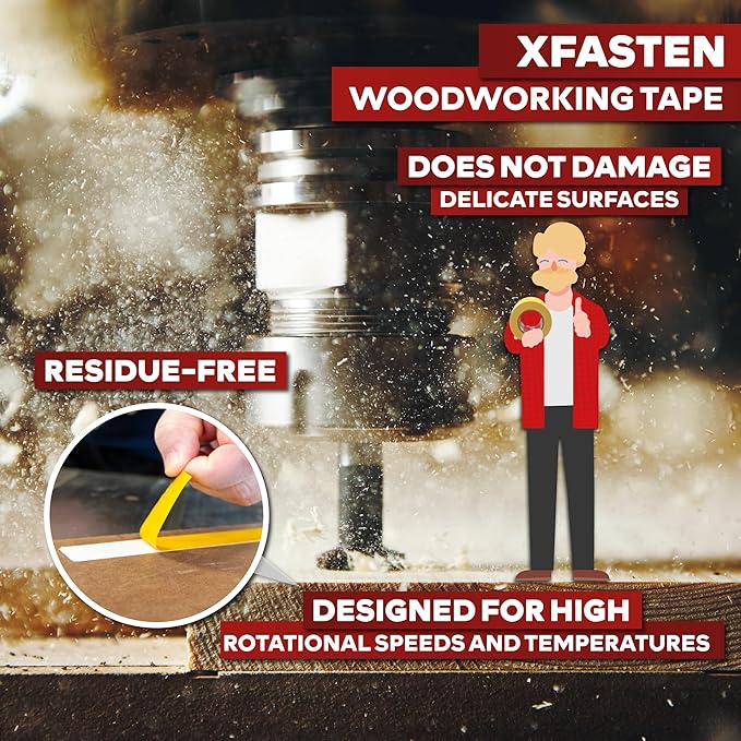 XFasten Double Sided Woodworking Tape 3 Inches x 90 Feet, Residue-Free and - Image 2