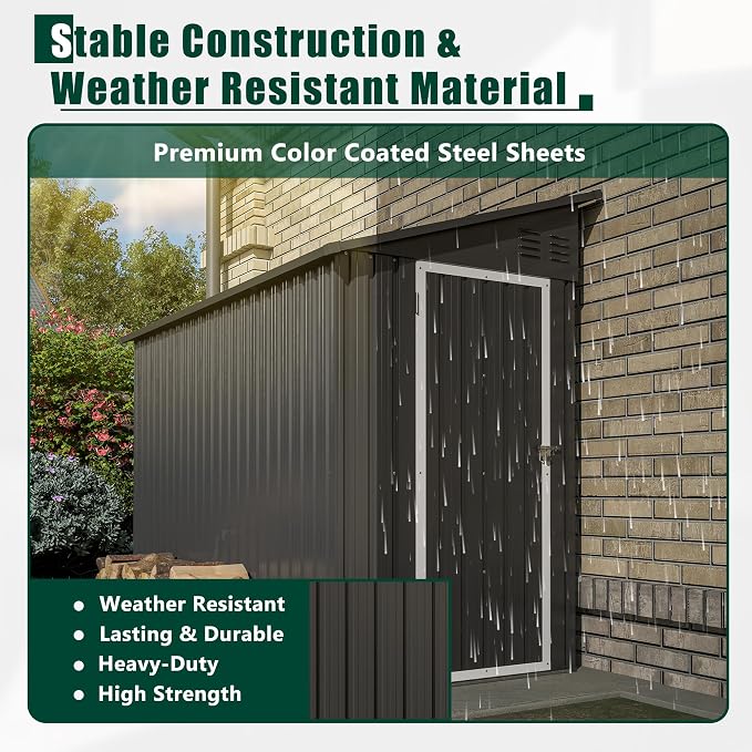 4 x 8 FT Metal Outdoor Storage Shed - Image 5