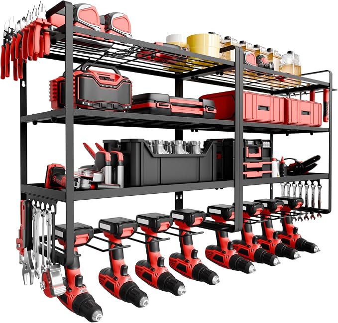 NINAT Heavy Duty 4-Tier Wall Mount Tool Organizer Rack by NINAT