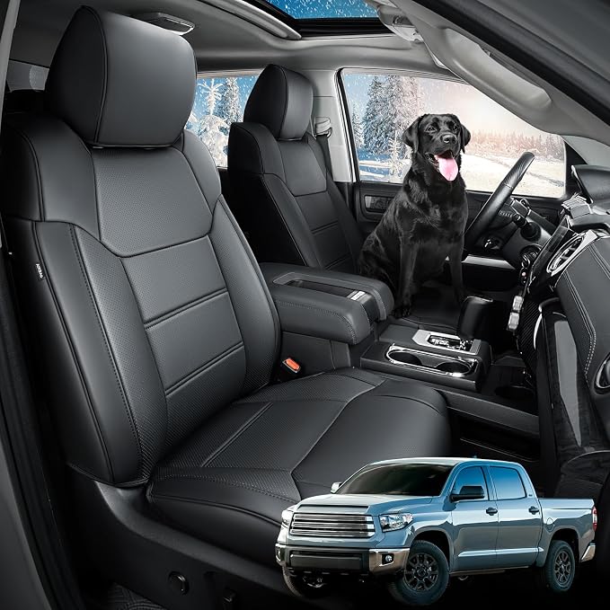 Super Cover for Toyota Tundra Seat Covers 2014-2021, Full Covered Black Seat by DrCarNow