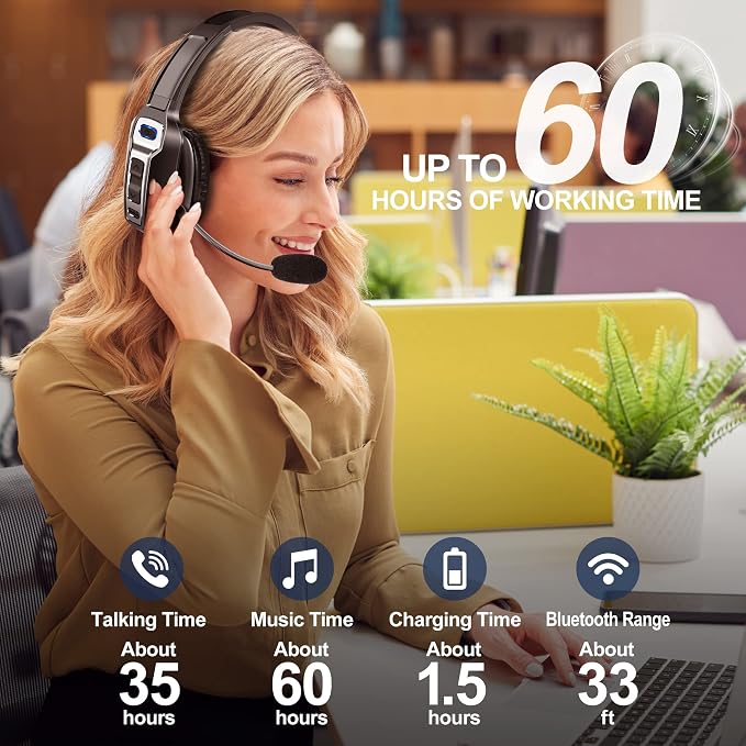 Trucker Bluetooth Headset, V5.2 Wireless Headset - Image 6