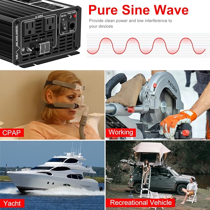 Xijia 3000W Pure Sine Wave Inverter DC 72V to AC 120V 60HZ Solar Converter - Image 3