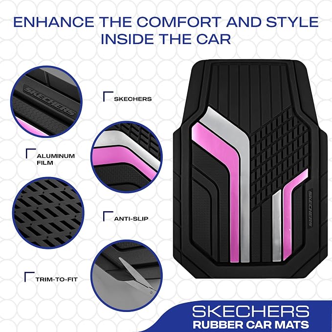 Skechers Heavy Duty Rubber Car Floor Mats, Dual Color Design Floor Mats - Image 4