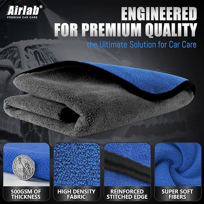 Airlab Microfiber Towels for Cars Wash Drying Thick Plush Cleaning Cloth Auto - Image 3