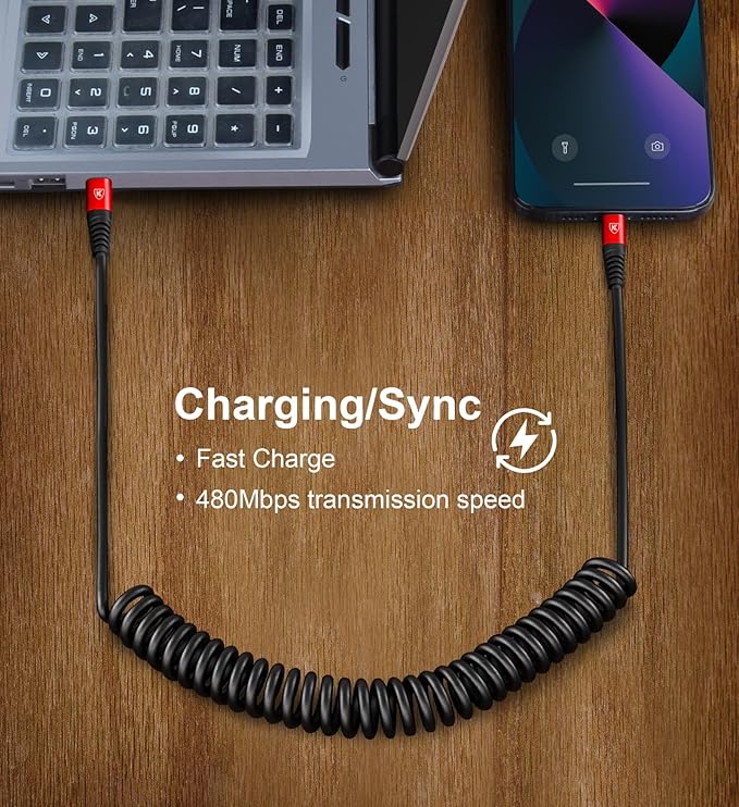 Coiled USB C Cable for Car 3FT & 6FT, USB C to USB C Fast Charging Cable USB - Image 5