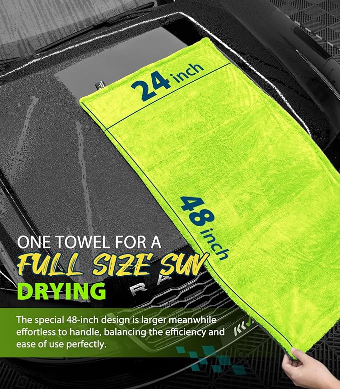 KKV Full-Sized SUV Drying Towel, 48”x24” Dual Sided Microfiber Car Cleaning - Image 2