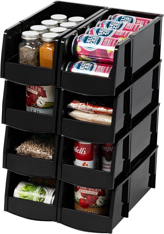 IRIS USA Plastic Shelf Bins Stackable Open Front Storage Bins Plastic Hanging by IRISUSA