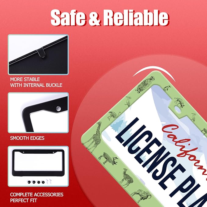 Personalized License Plate Frame Animals Stainless Steel Accessory Wolf Deer - Image 3