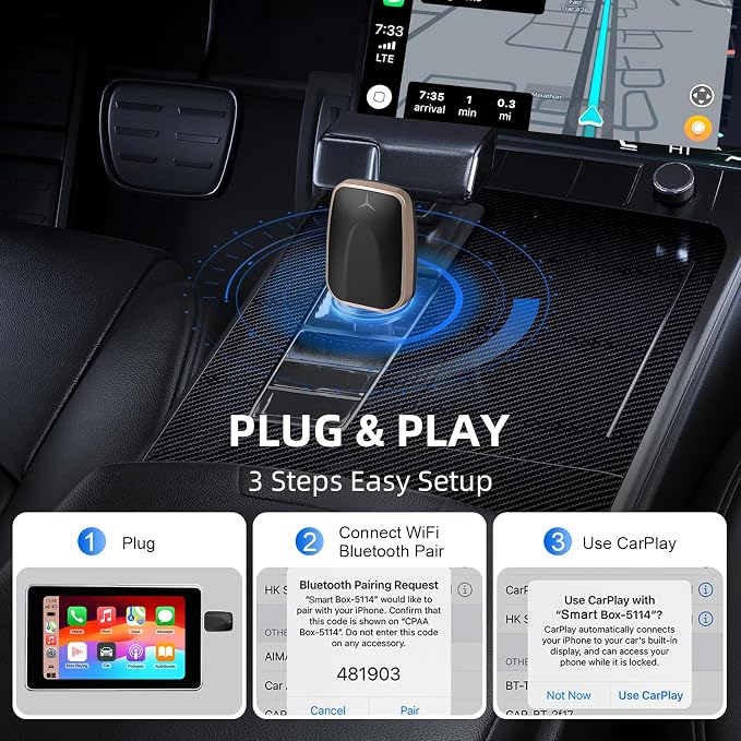 Mini Wireless CarPlay Adapter for iPhone, 2 in 1 CarPlay and Android Auto - Image 3