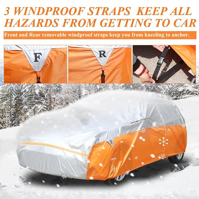 Tecoom Car Cover for Automobiles, Weatherproof Full Exterior Covers, Universal - Image 2