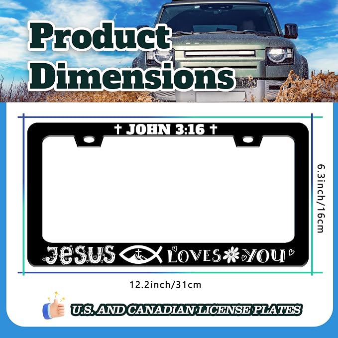 John 3:16 License Plate Frame Jesus Loves You License Plate Holder Christian - Image 3