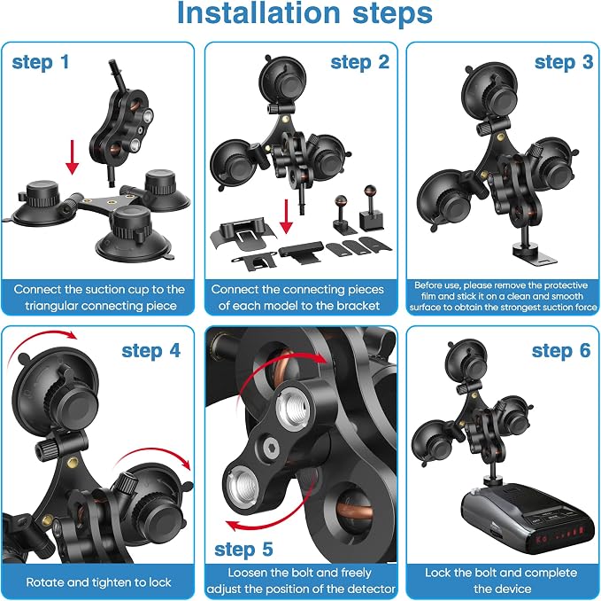 Radar Detector Mount, Triangular Suction Cup Mount, Windshield Radar Detector - Image 7