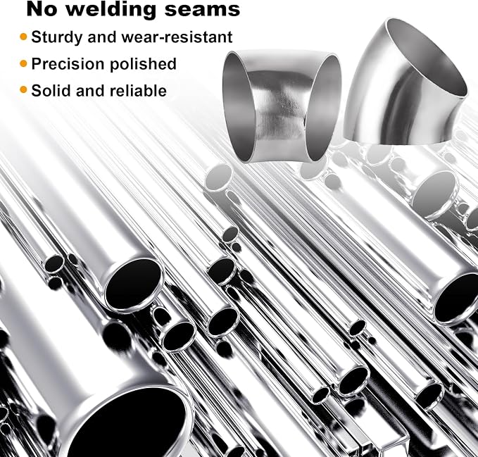 Acrux7 4 Pack 2.5 Inch 45 Degree Exhaust Elbow Pipe, 304 Stainless Steel - Image 3