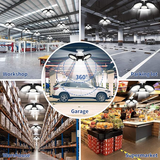 LED Garage Light 80W Deformable LED Ceiling Lights 12000 Lumens Led Shop Lights - Image 6