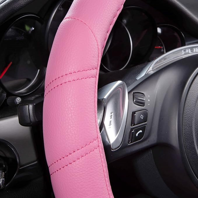 CAR PASS Line Rider Microfiber Leather Sporty 14.5-15 inch Car Steering Wheel - Image 3