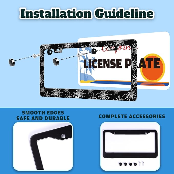 Spider Web License Plate Frame Gothic Style License Plate Holder Halloween - Image 4