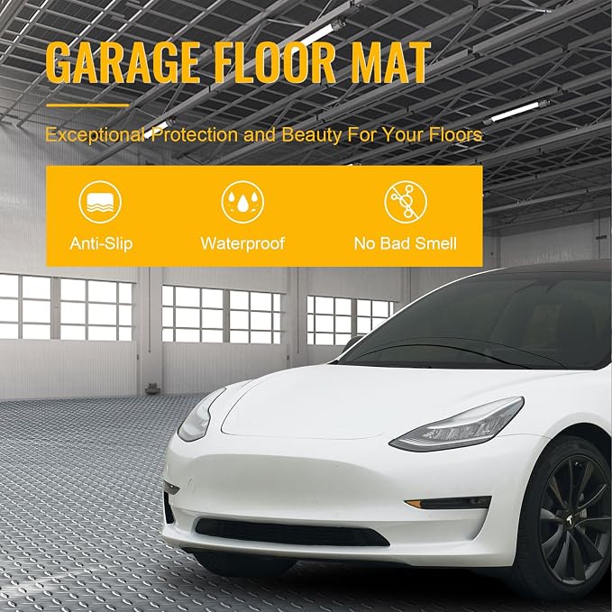 8x20 FT Garage Floor Mat, 2.8mm Thickened Flooring Roll Diamond Plate PVC - Image 5