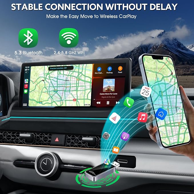 Wireless CarPlay Adapter for iPhone – Converts Wired to Wireless CarPlay Dongle - Image 3