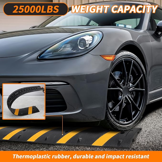 84'' Rubber Speed Bump, 1 Pack 2 Channel Modular Heavy Duty Speed Bumps Humps - Image 3