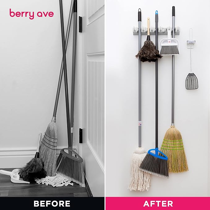 Berry Ave Broom Holder and Garden Tool Organizer Rake or Mop Handles Up to - Image 5
