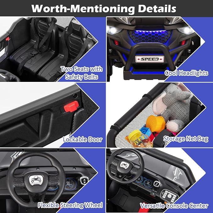 Costzon 2-Seater Ride on Car for Kids, 12V Kids' Electric Vehicles w/Remote - Image 6
