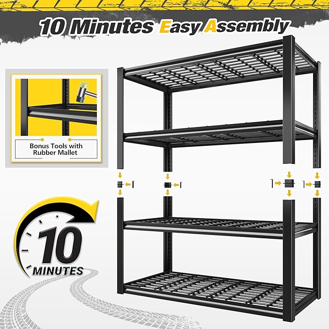 REIBII 40" W Storage Shelves 2200LBS Garage Shelving Heavy Duty Metal Shelving - Image 9