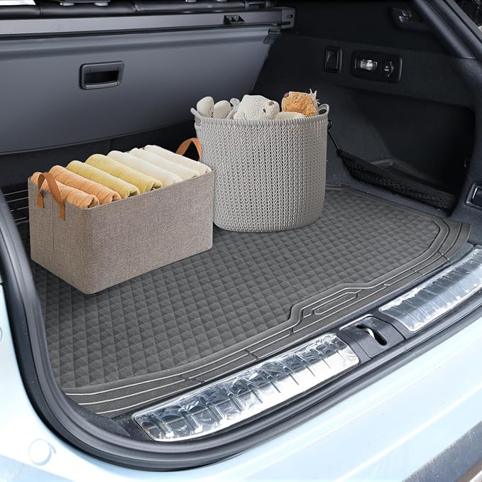 CAR PASS Gray Rubber Car Floor Mats & Cargo Liners, Durable Anti-Slip 3D - Image 9
