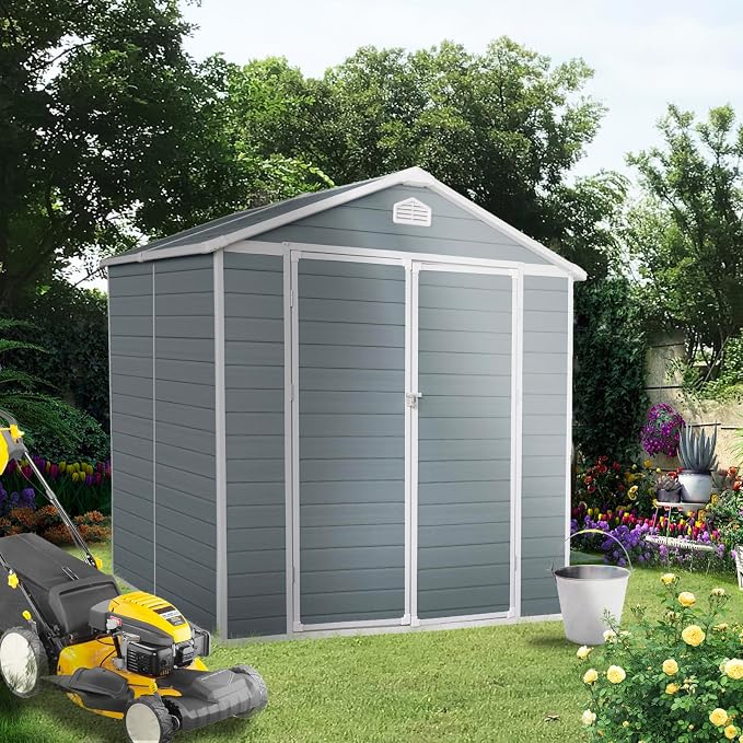 6x8 FT Outdoor Storage Shed, Resin Garden Shed - Image 8