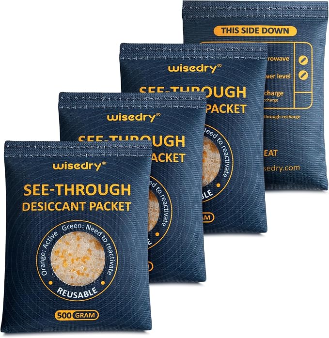 wisedry 4 x 500 Gram See-Through Silica Gel Car Dehumidifier Packets, by wisedry